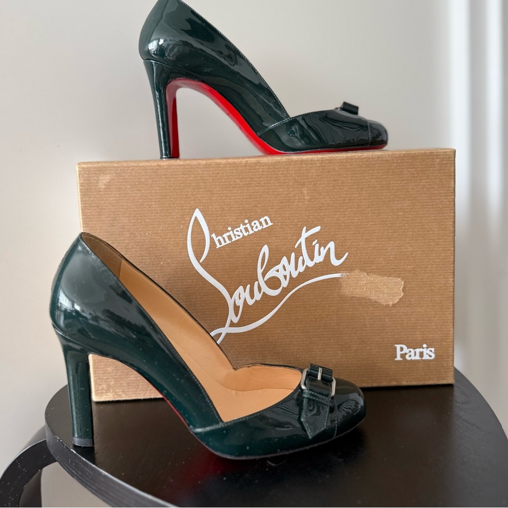 Christian Louboutin Dark Green Patent Leather Lilibelt 85 Pumps - US 6 (36) NWT - Picture 7 of 8